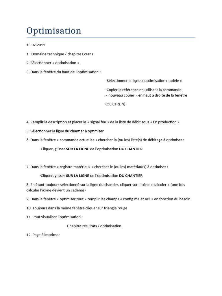 Guide d'Optimisation des Chantiers | PDF | Échecs