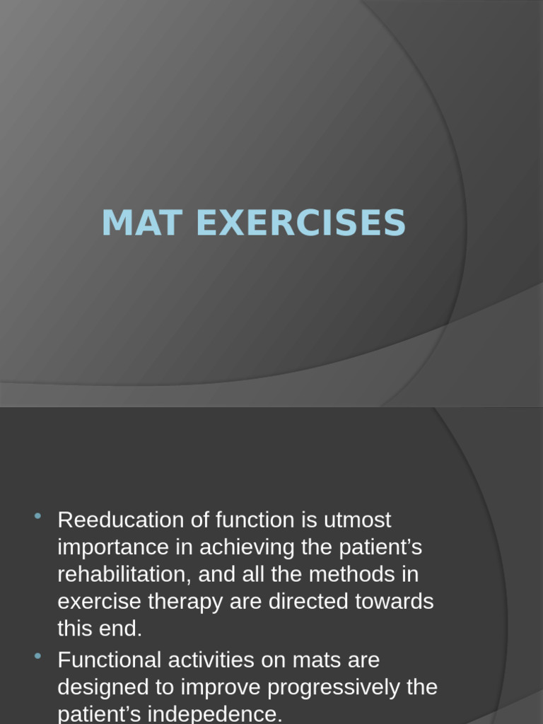 Principles of Mat Exercise Therapy | PDF