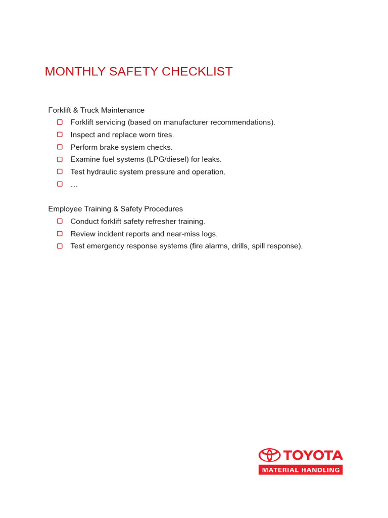 Safety Checklists Throughout The Year - Monthly | PDF
