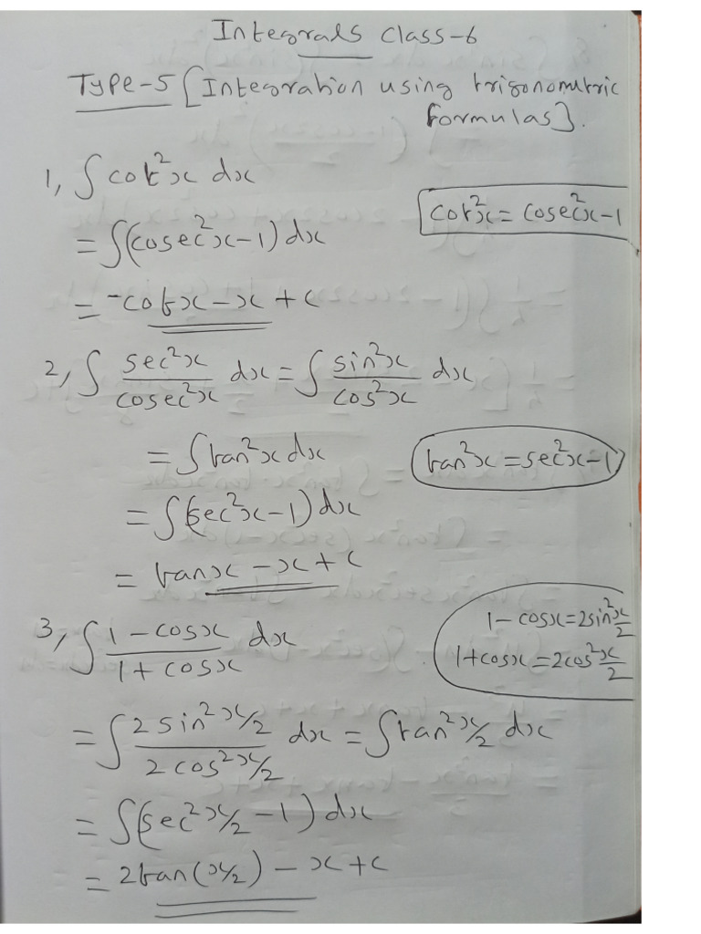 Integrals Class 6 PDF | PDF