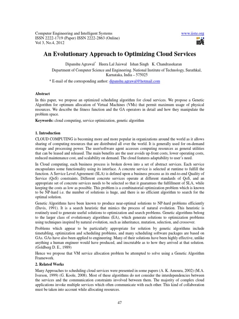 Optimizing Cloud Services with Genetic Algorithms | PDF | Genetic ...