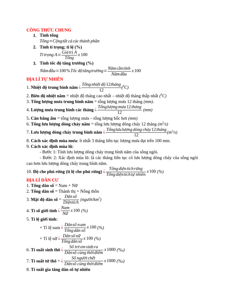 Cong Thuc Chung 12 | PDF