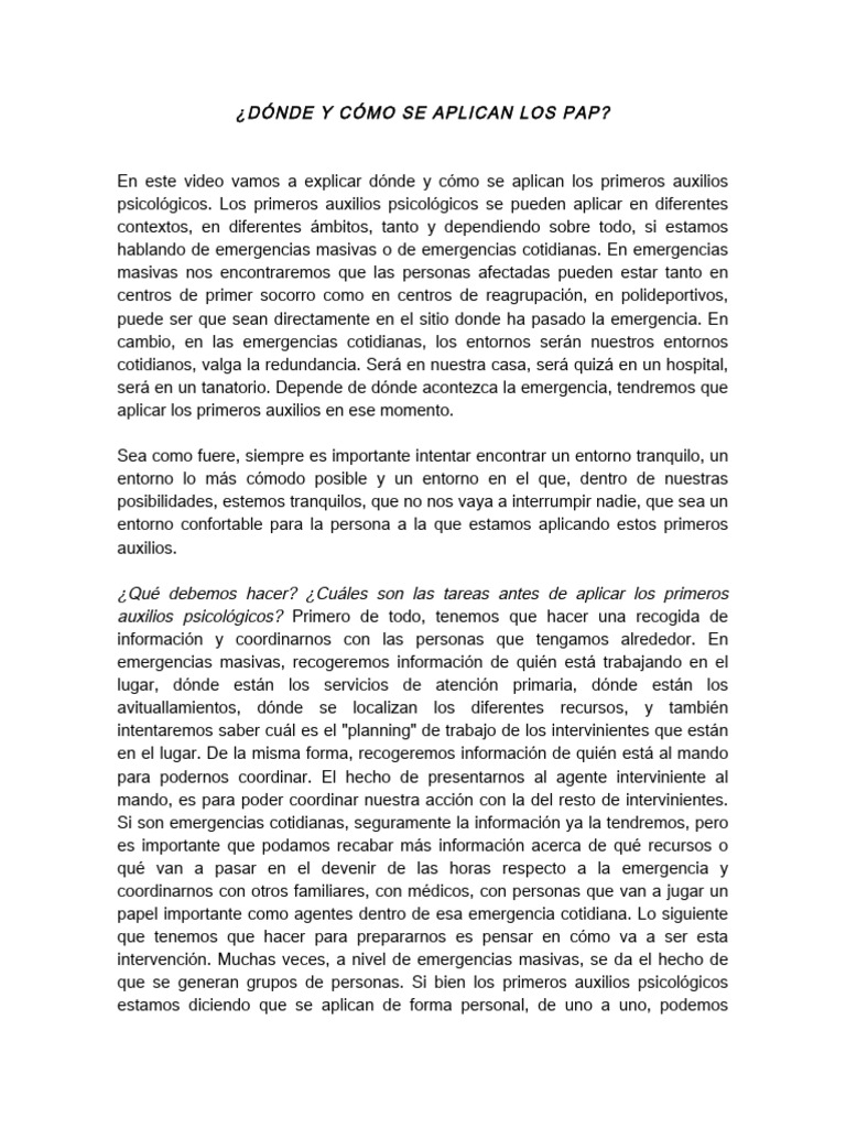 V1 - 5 SCRIPT Donde y Como Se Aplican Los PAP | PDF | Sicología ...