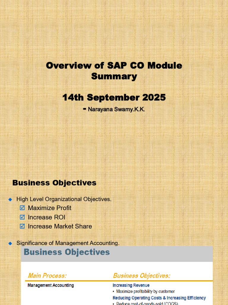 Benefits of SAP CO Module Overview | PDF | Management Accounting ...