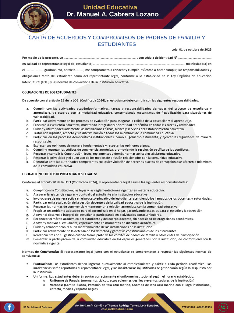 Compromisos de Padres y Estudiantes en Educación | PDF | Institución ...