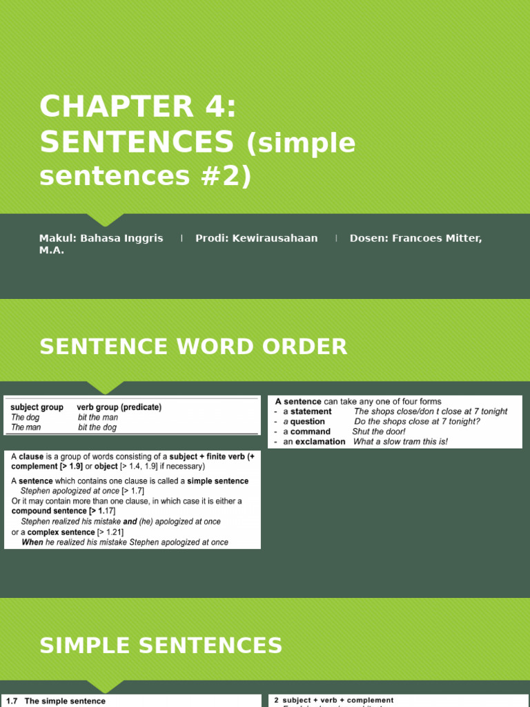 Meeting 4 Sentences-Simple Sentence Part 2 | PDF