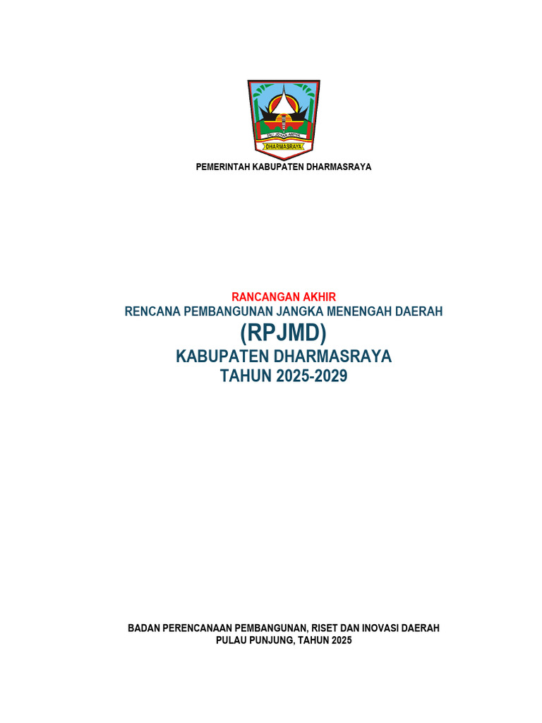 RPJMD Kabupaten Dharmasraya 2025-2029 | PDF