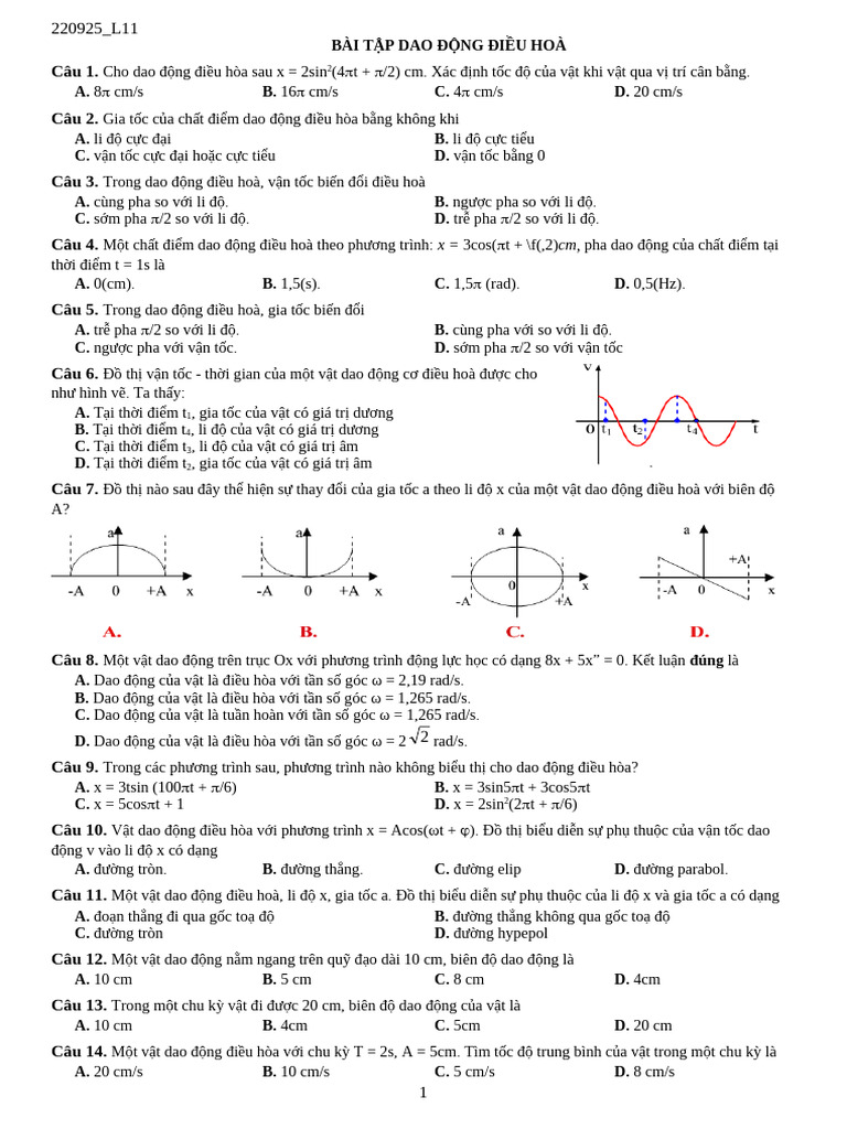 220925 - L11 - BT DAO ĐỘNG ĐIỀU HOÀ | PDF