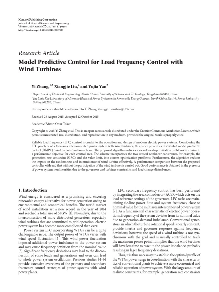 Model Predictive Control For Load Frequency Contro | PDF | Wind Power ...