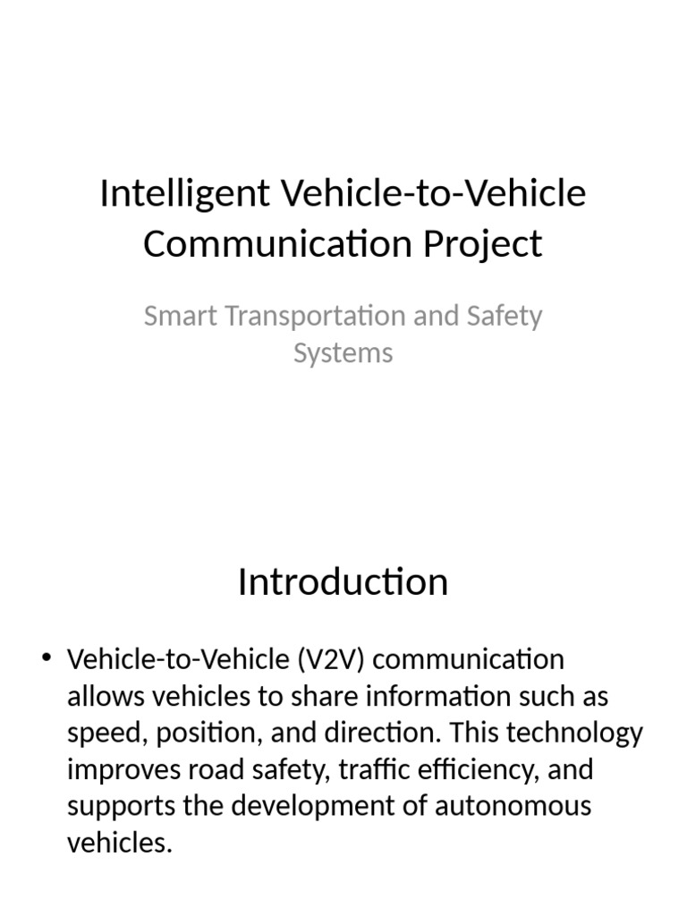 Intelligent V2V Communication Project | PDF