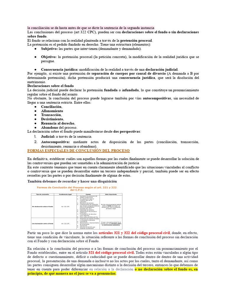 Formas de Conclusión del Proceso Judicial | PDF | Ley procesal ...