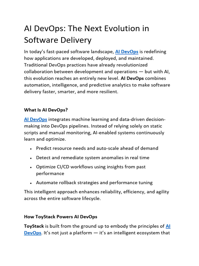 AI DevOps Revolution with ToyStack | PDF | Artificial Intelligence ...