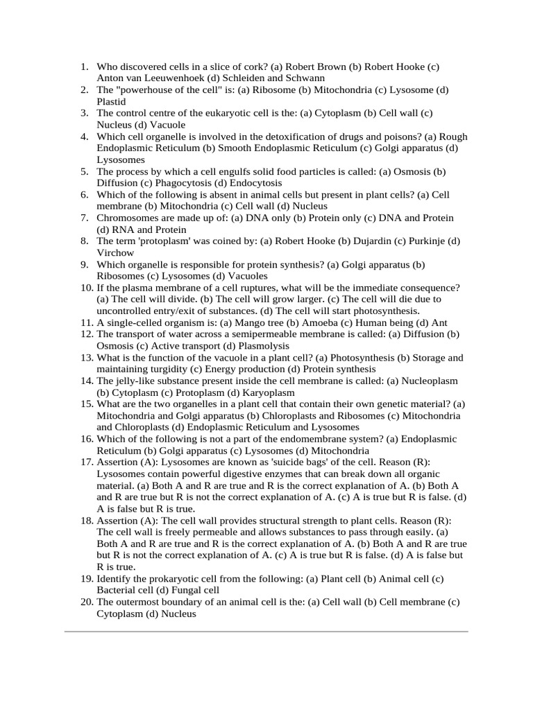 Cell Structure and Function Quiz | PDF | Endoplasmic Reticulum | Cell ...