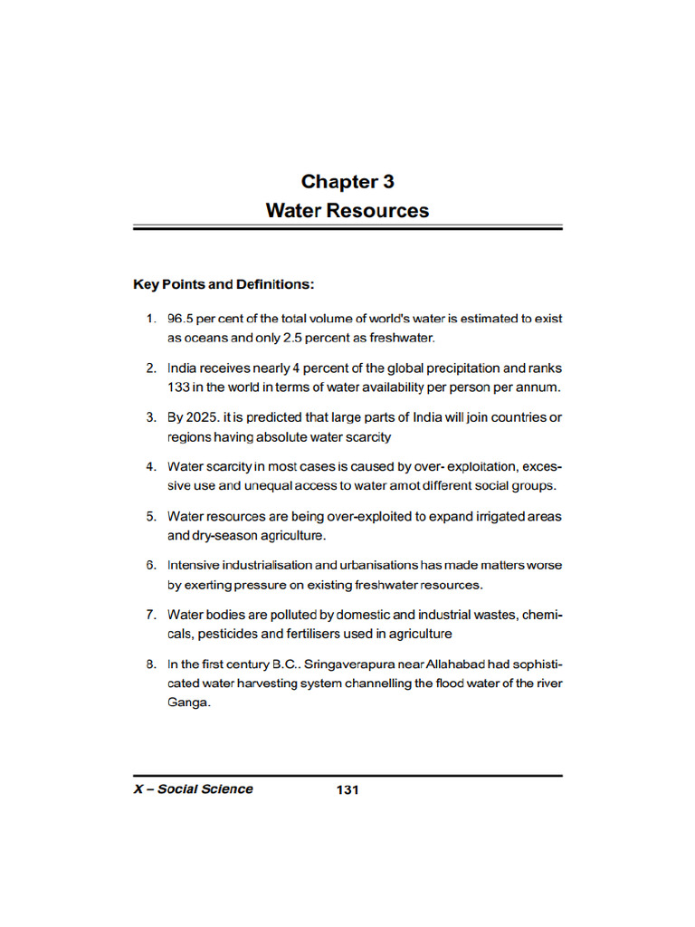 Ch-3 Water Resources Notes | PDF