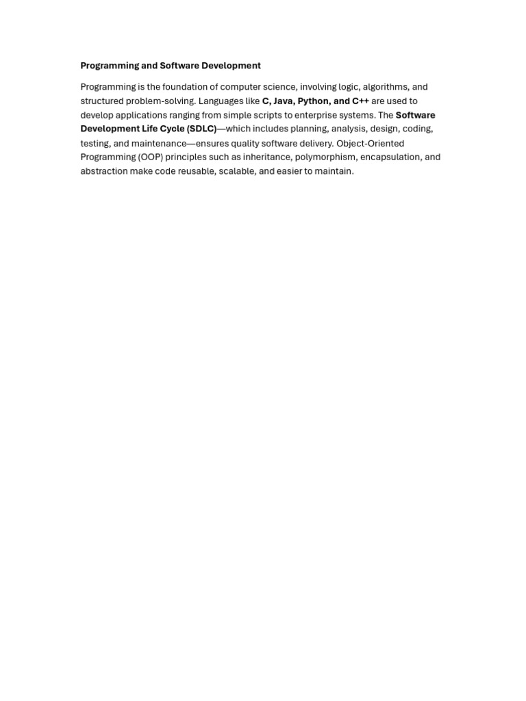 Software Development and Programming Basics | PDF