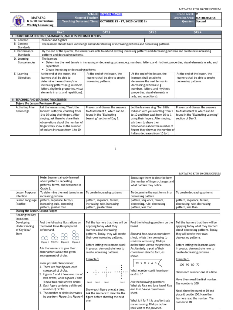 Patterns in Grade 2 Mathematics | PDF | Educational Assessment | Curriculum