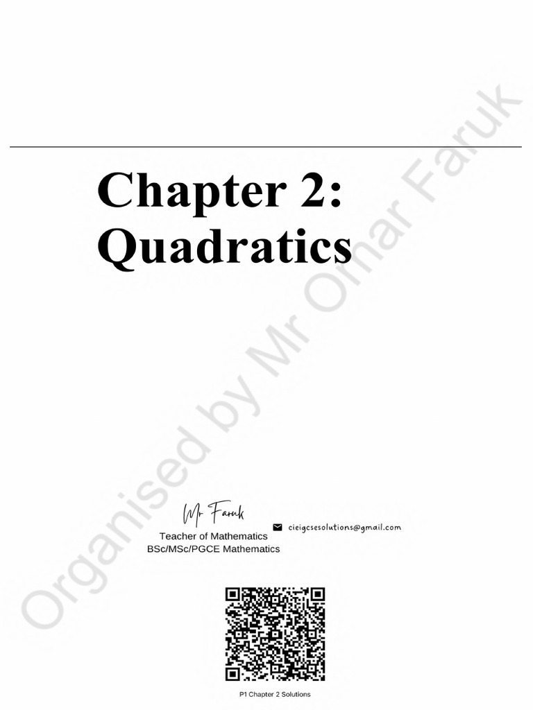 p1 Chapter 2 Quadratics | PDF