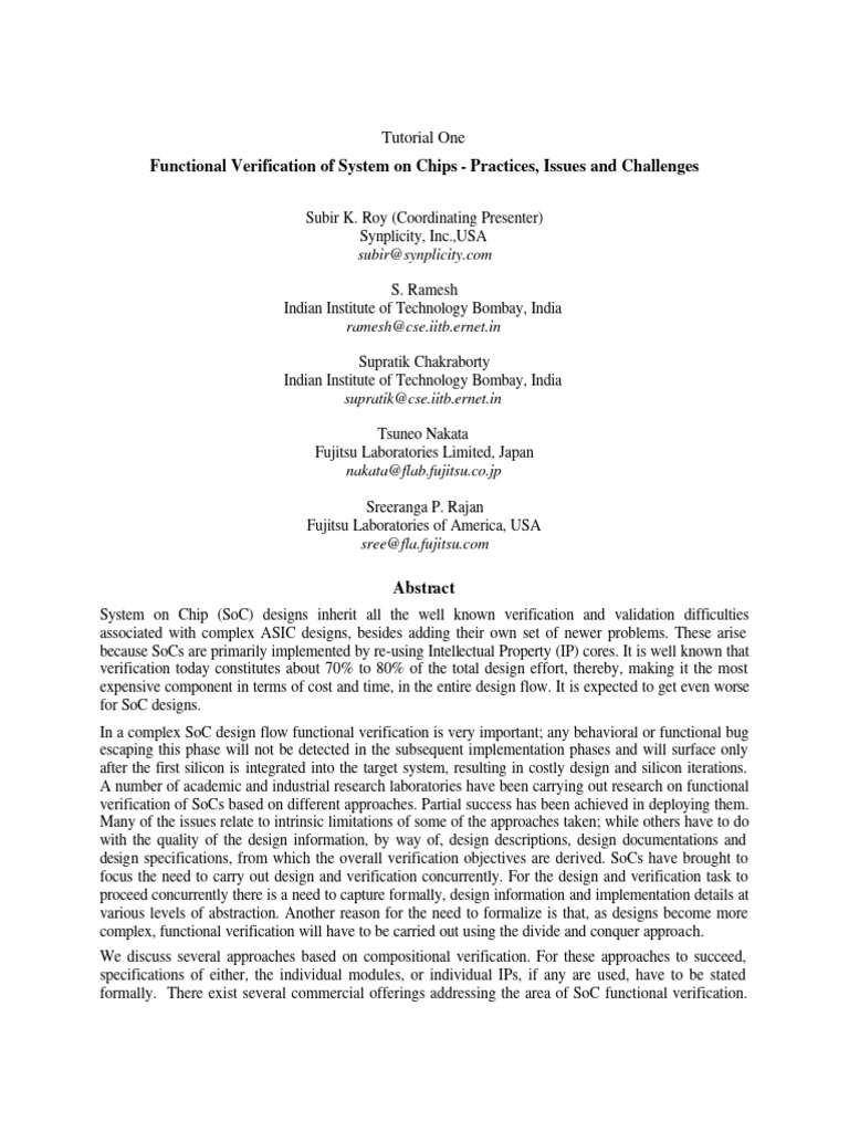 SoC Functional Verification Challenges | PDF | System On A Chip | Cmos