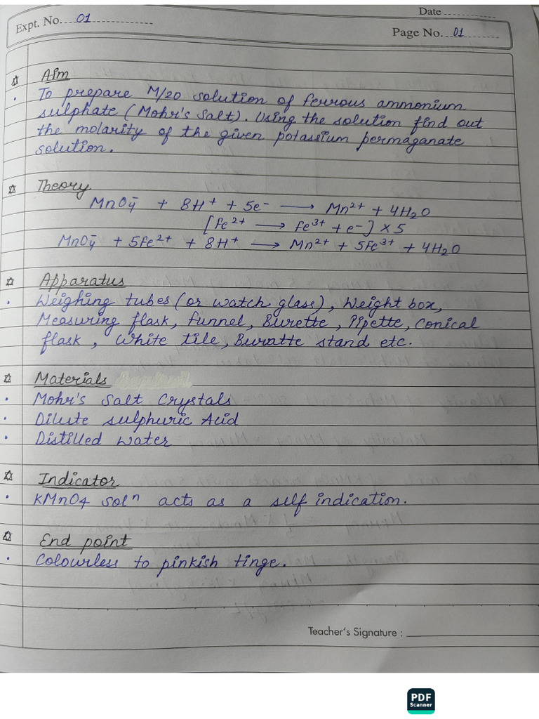 Class 12th Experiment No. 1 Chemistry - As | PDF