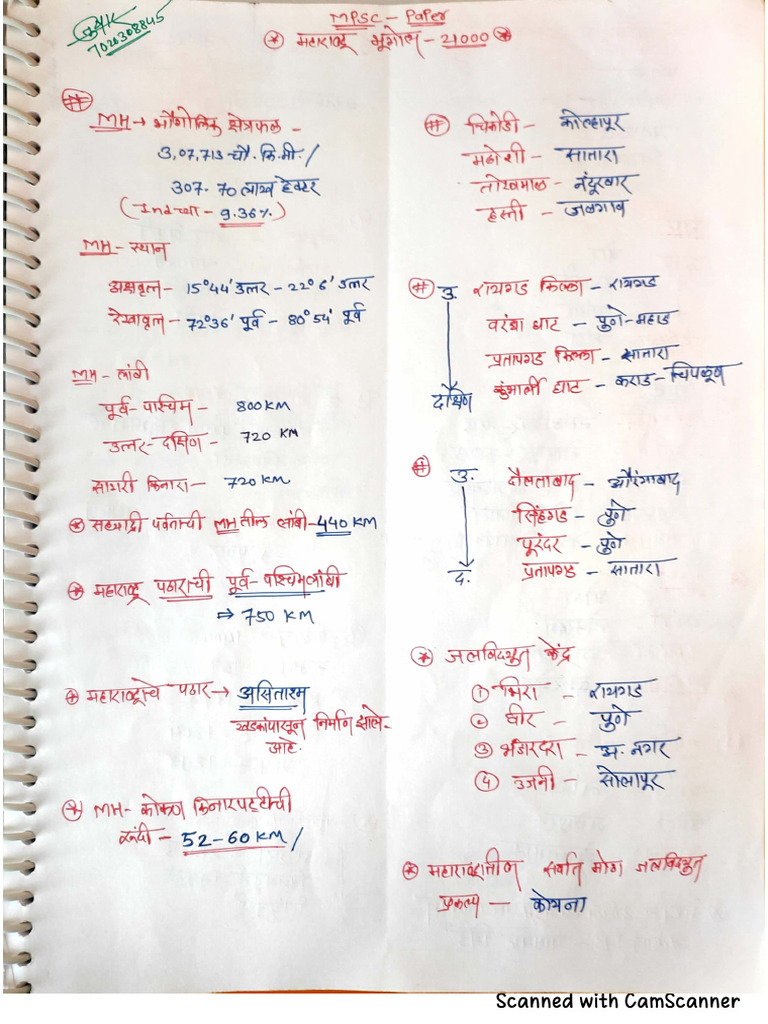 MH. Geography PYQ. Notes by MR - Tushar | PDF