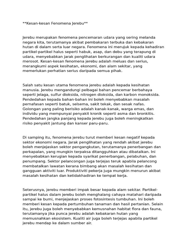 Kesan-Kesan Fenomena Jerebu | PDF