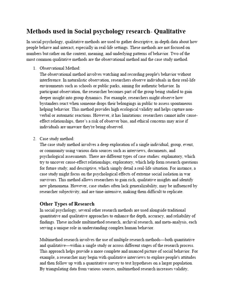 Qualitative Methods in Social Psychology | PDF | Qualitative Research ...