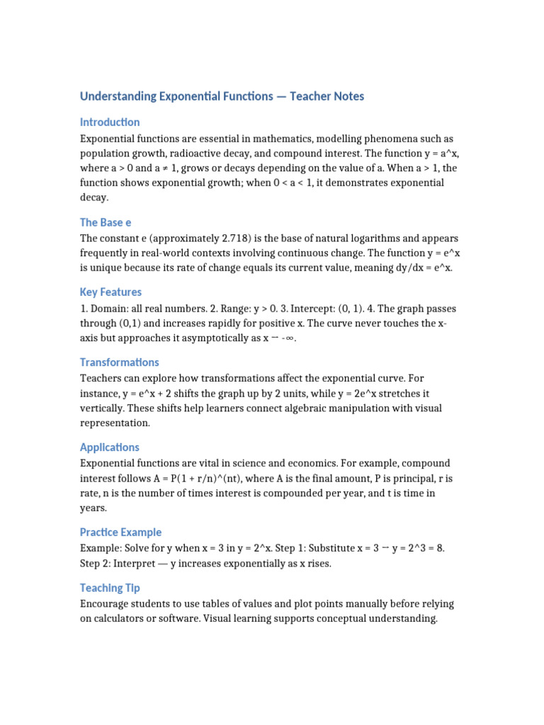 Understanding Exponential Functions Updated | PDF