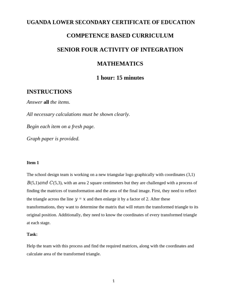 Uganda Secondary Education Math Integration | PDF