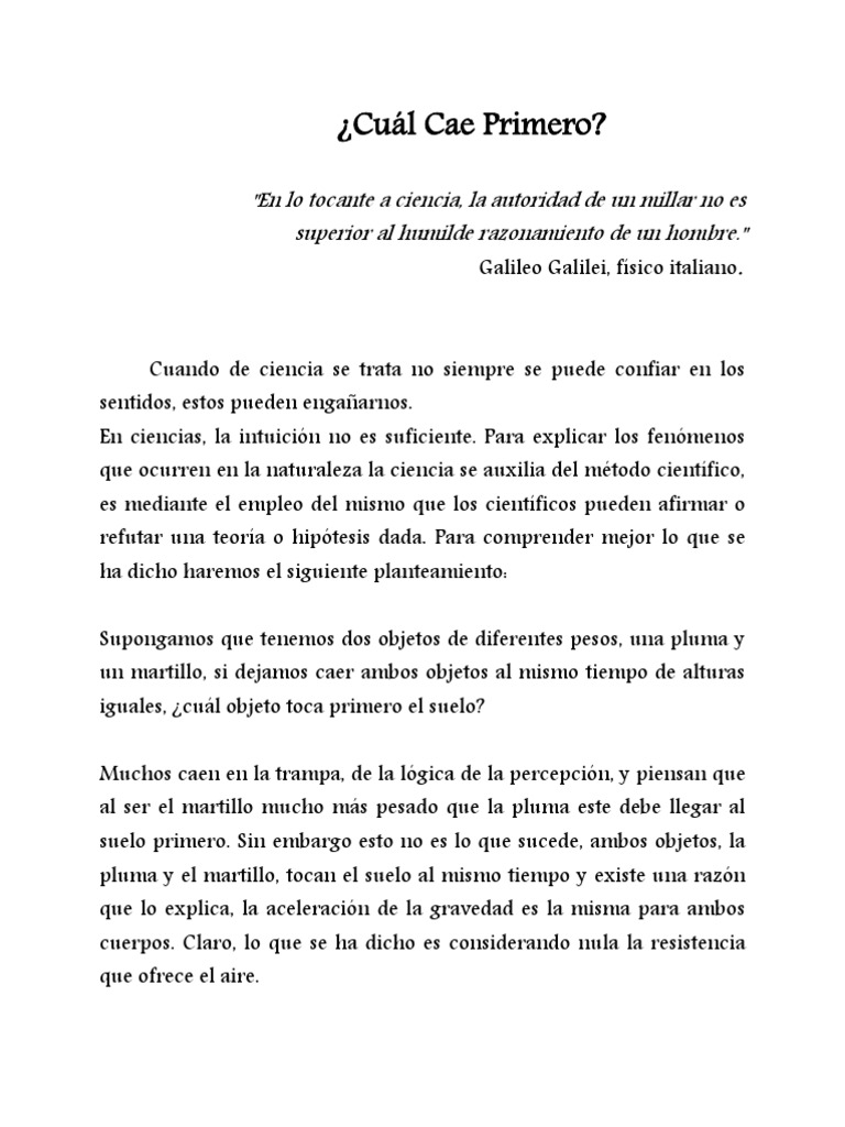Caída libre Galileo Galilei Science