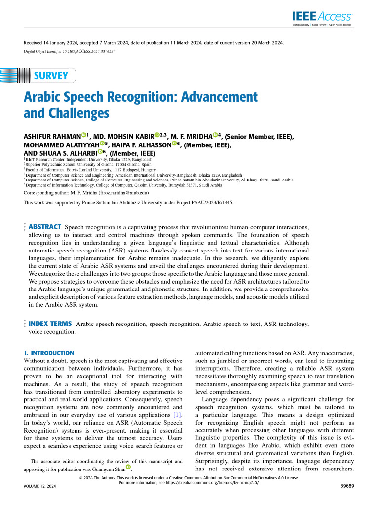 Arabic Speech Recognition Challenges | PDF | Speech Recognition | Deep ...