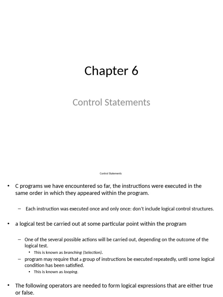 C Programming Control Statements Guide | PDF | Control Flow | Computer ...