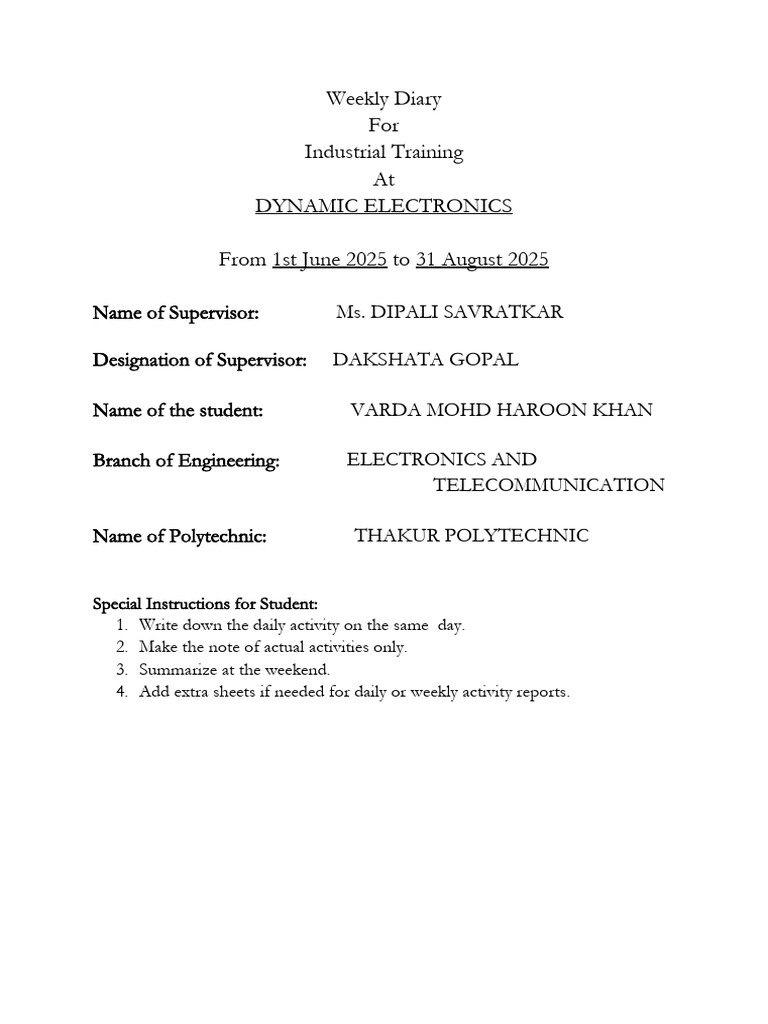 Internship Report: Electronics Training 2025 | PDF | Power Supply ...