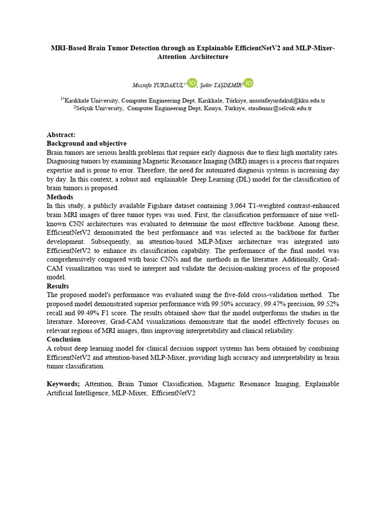MRI-Based Brain Tumor Detection Through An Explainable EfficientNetV2 ...