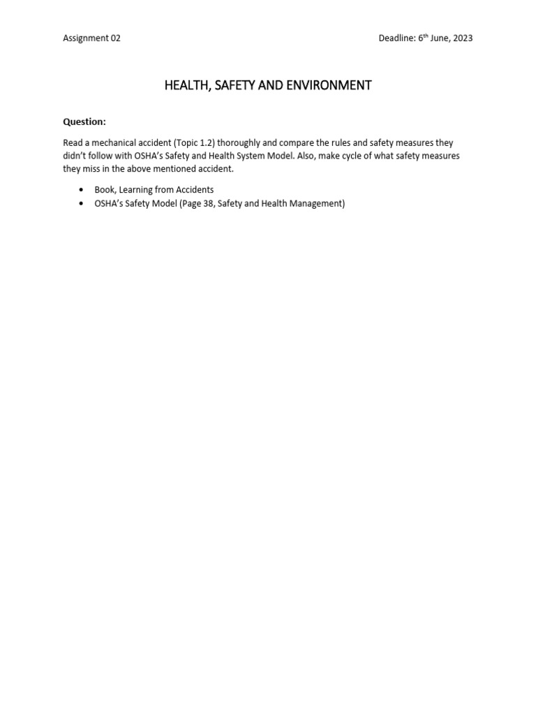 Industrial Health and Safety Assignment 02 | PDF
