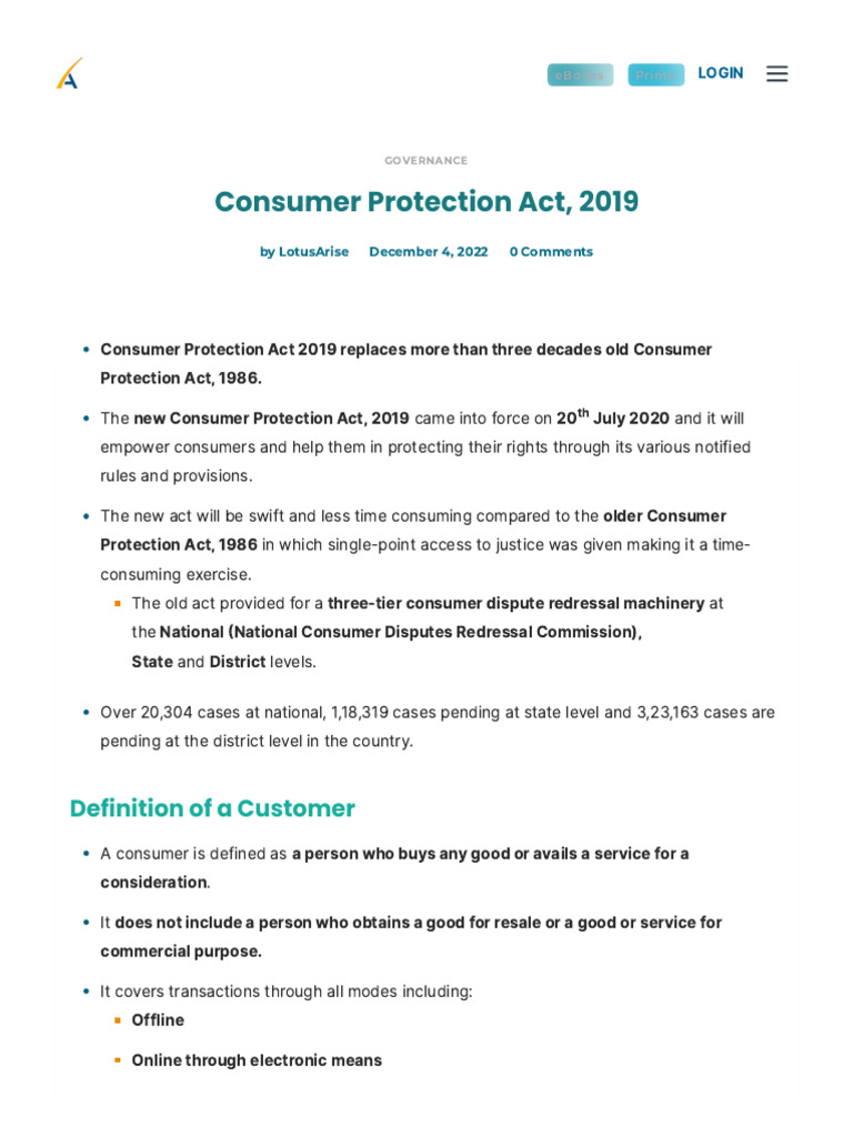 Consumer Protection Act, 2019 - UPSC | PDF | Consumer Protection ...
