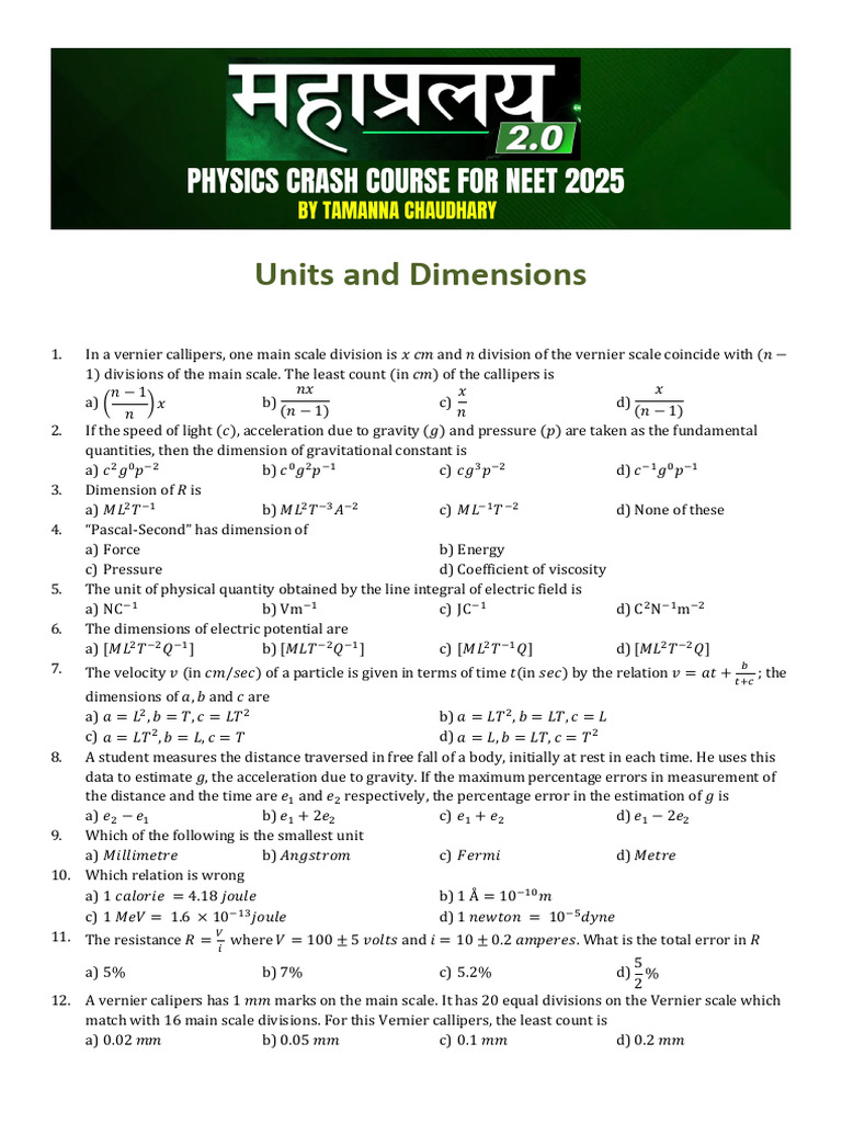 Units and Dimensions in Physics Concepts | PDF | Force | Physical Phenomena