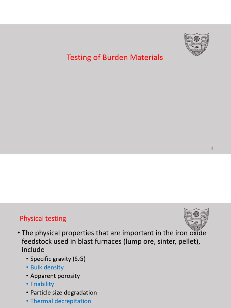 Burden Material Testing Methods | PDF | Porosity | Density