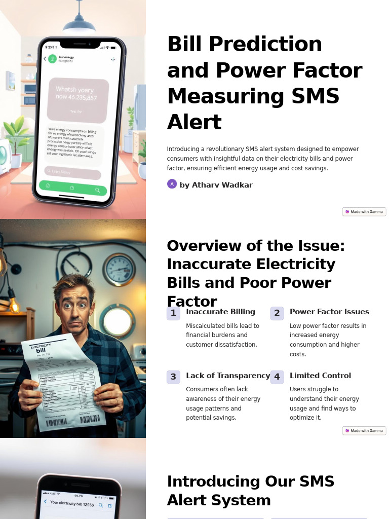 SMS Alerts for Bill Prediction & Power Factor | PDF | Energy ...