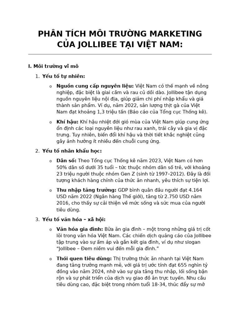Phân Tích Môi Trư NG Marketing C A Jollibee | PDF