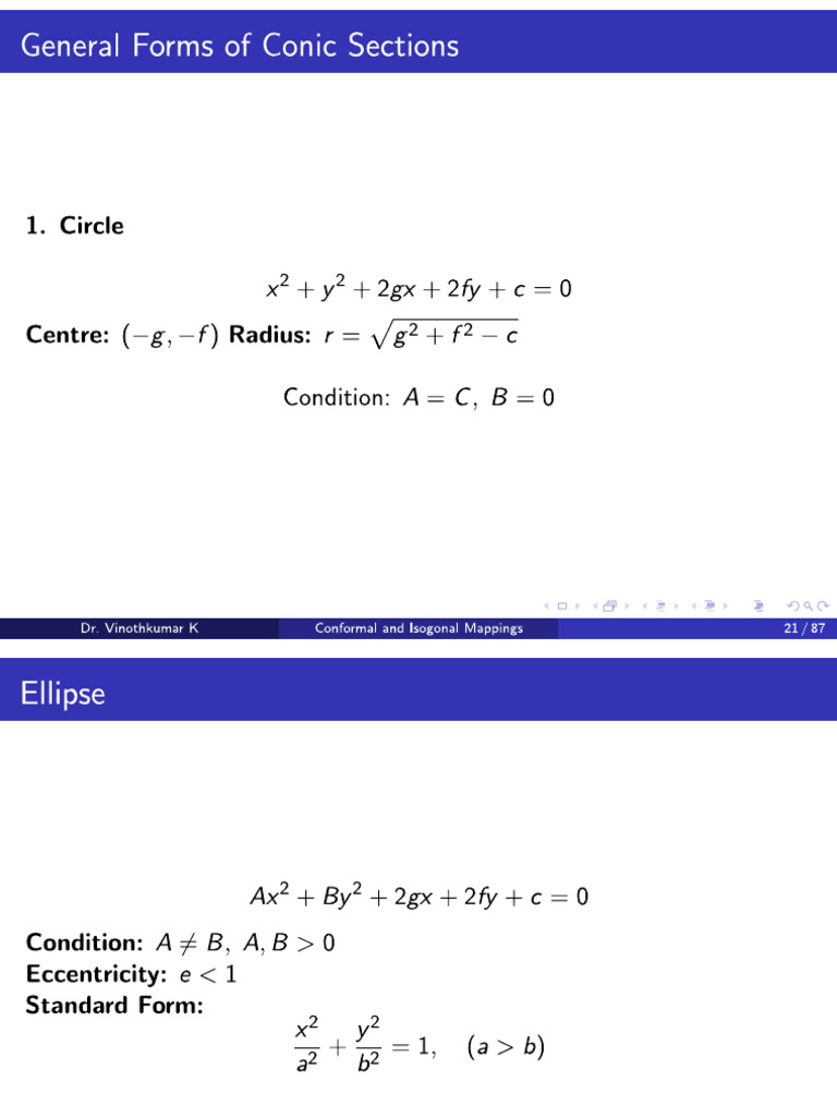 General Form of Conics | PDF
