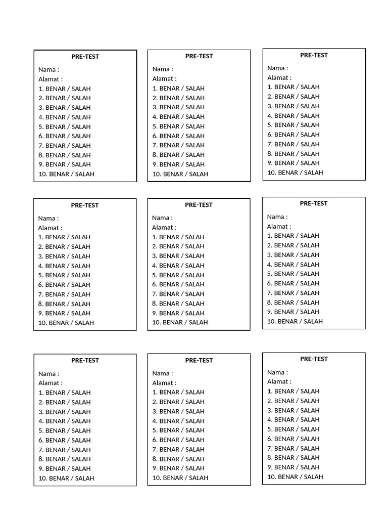 Pre-Test dan Post-Test Evaluasi | PDF
