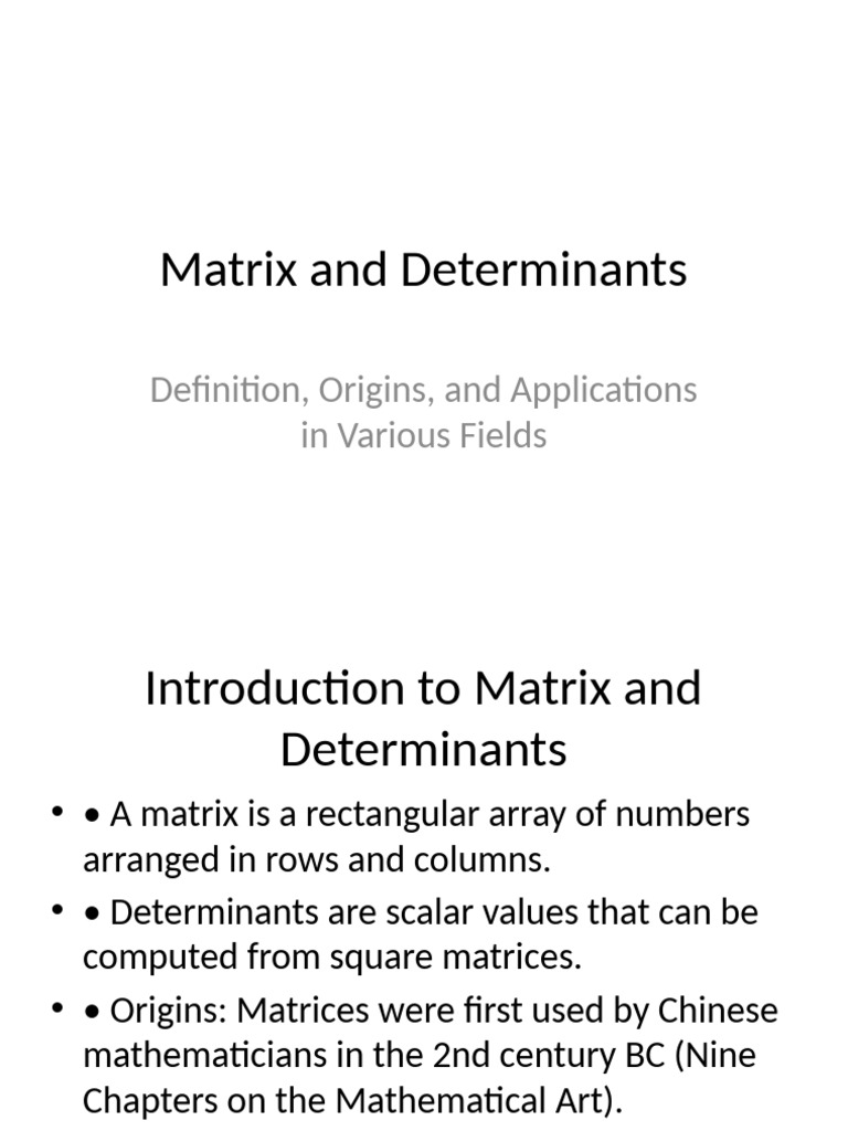 Matrix and Determinants Overview | PDF | Matrix (Mathematics) | Determinant