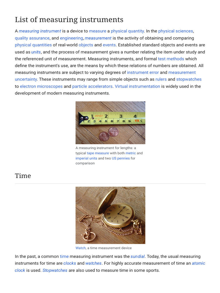 List of Measuring Instruments - Wikipedia | PDF | Heat | Entropy