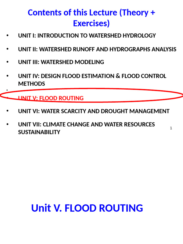 Watershed Hydrology Unit V Flood Routing Protected | PDF | Discharge ...