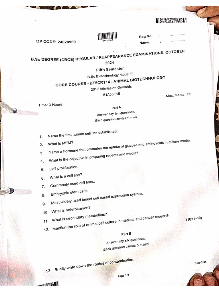 5 TH Sem Prev QP | PDF