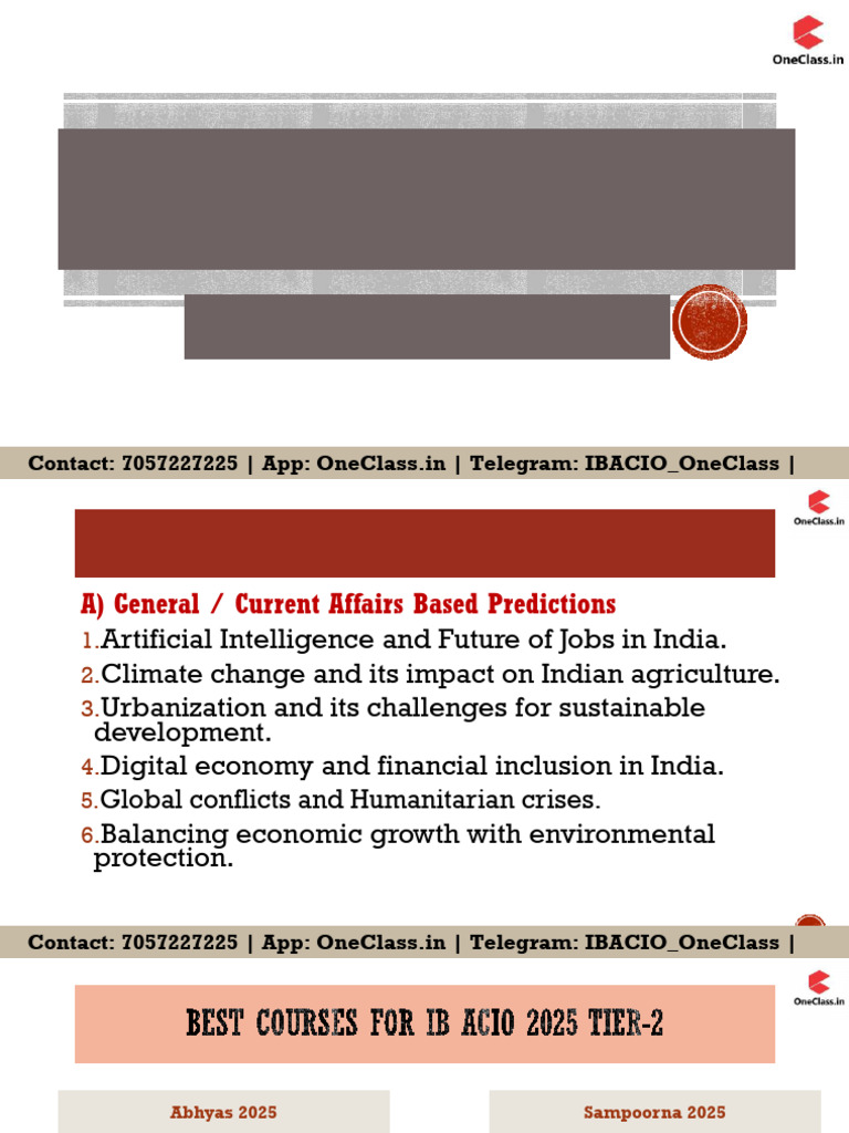IB ACIO 2025 Tier-2 Essay Topics | PDF