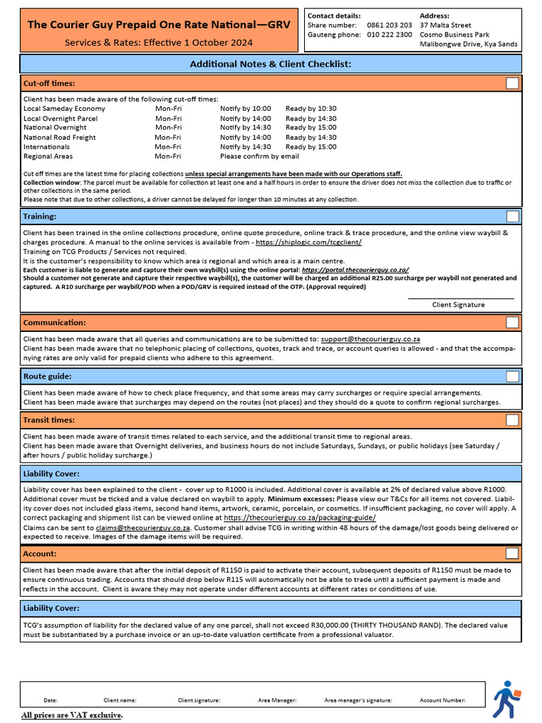 Courier Guy Rates and Cut-off Times 2025 | PDF | Fee | Services (Economics)