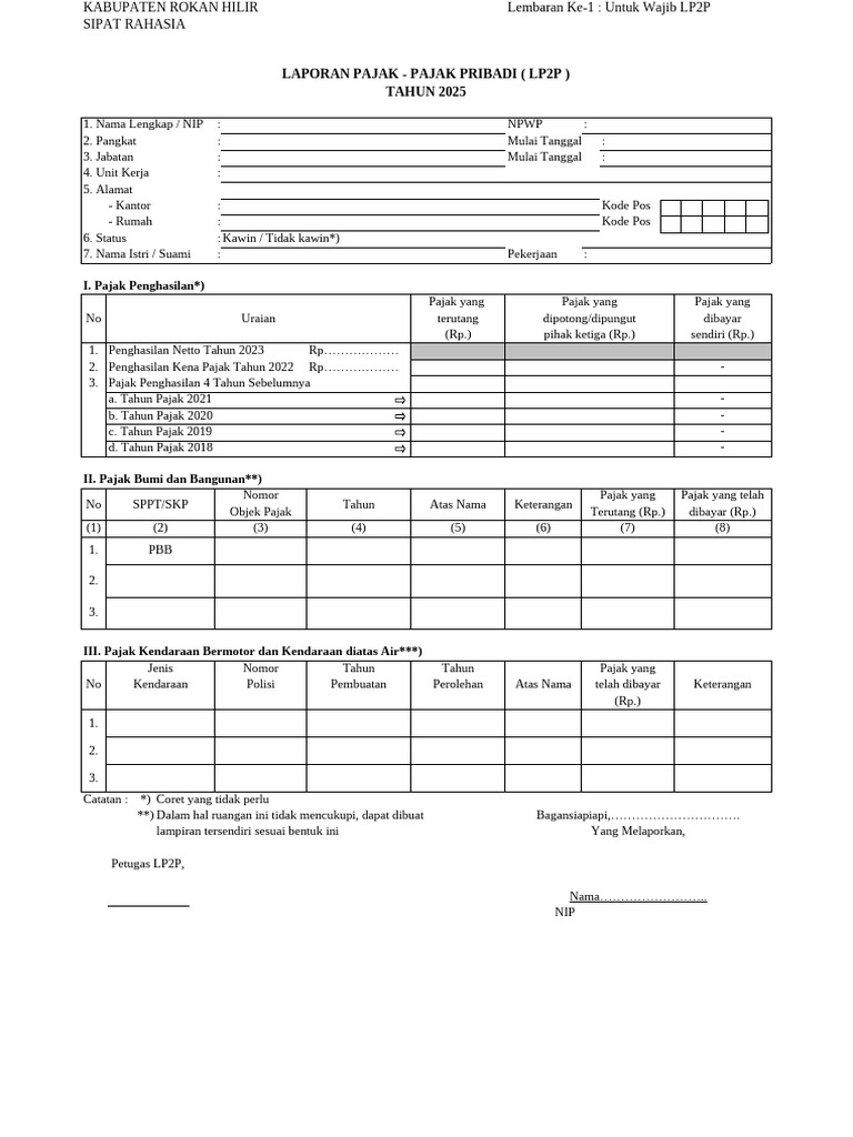 Laporan Pajak Pribadi LP2P 2023 | PDF