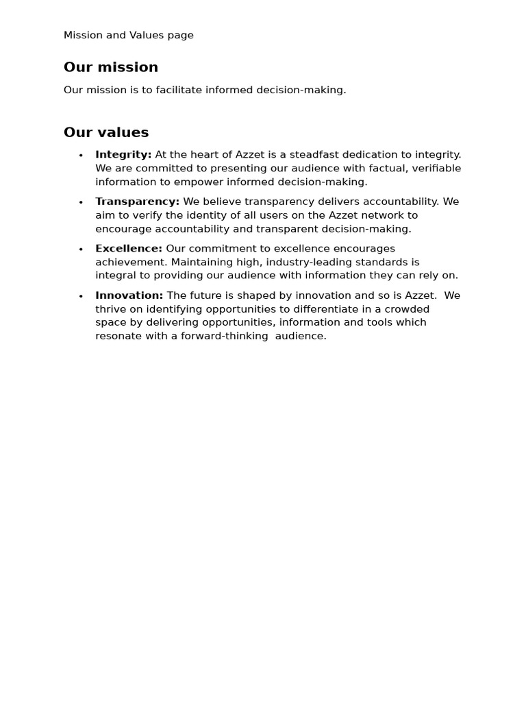 Mission & Values Page | PDF