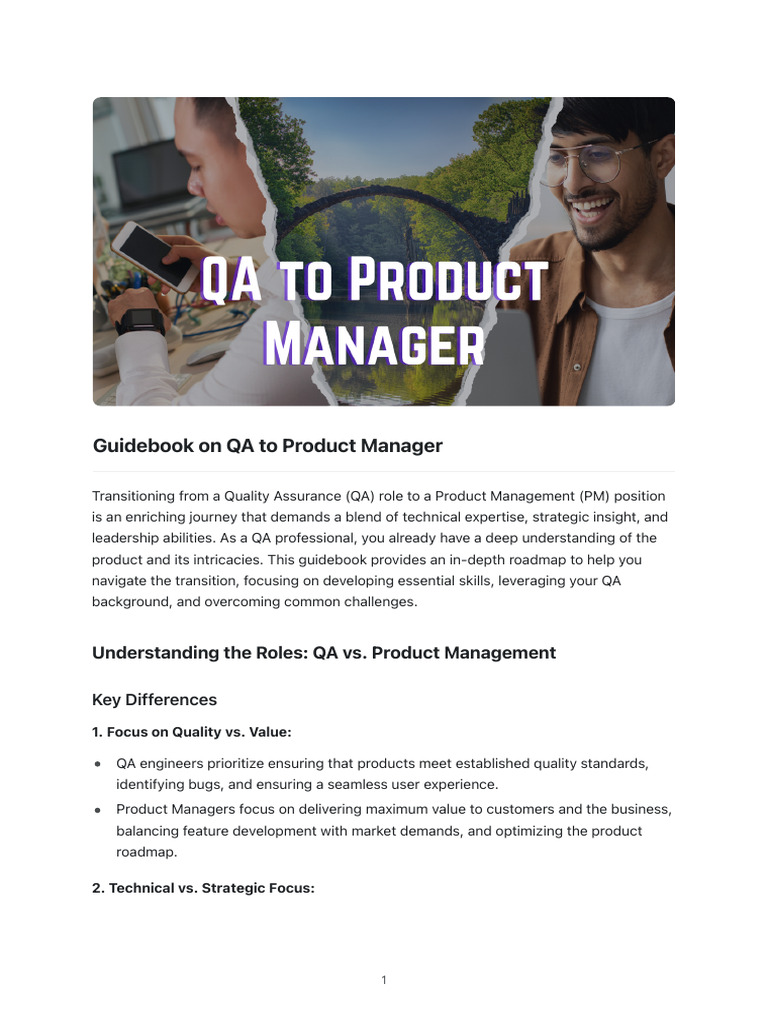 Guidebook On QA To Product Manager | PDF | Usability | Agile Software ...